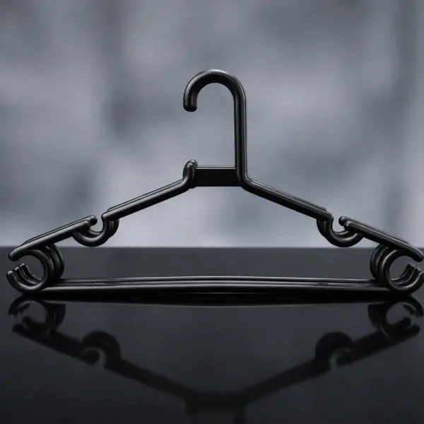 👕🖤 Kit com 5 Cabides Reforçados de Plástico Preto – Organização Slim para seu Armário