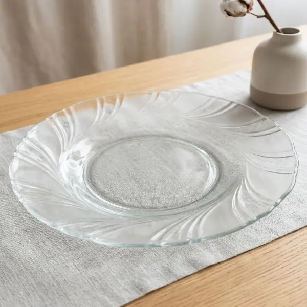 🍽️ Prato Fundo em Vidro Temperado Transparente com Relevo ✨