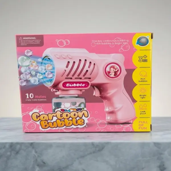 🧸 Cartoon Bubble: Lança Bolhas Automático • Luz & Som 🫧🎶