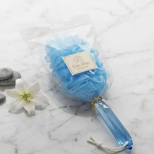 🚿 Bucha de Banho com Cabo Anatômico (Linha Facilite) ✨🧼