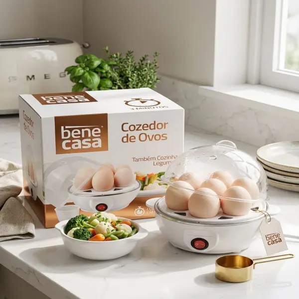 🍳 Cozedor de Ovos Elétrico Bene Casa - Multifuncional ⚡🥚