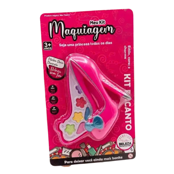 👑✨ Kit de Maquiagem Infantil Meu Kit Encanto – Sapatinho de Cristal com Sombras e Batom